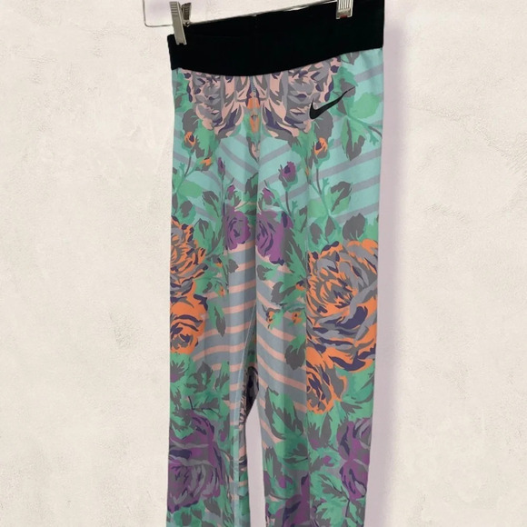 NIKE PRO Dri fit FLORAL running leggings small S - Picture 4 of 7
